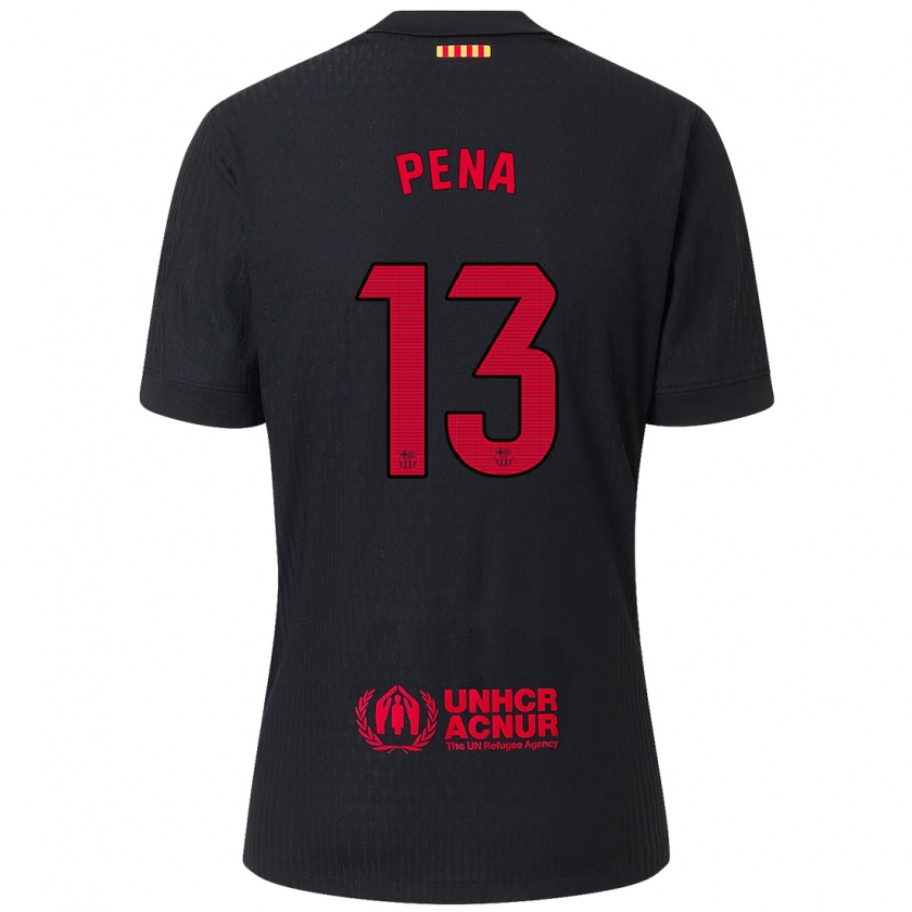 Kandiny Kinder Iñaki Peña #13 Schwarz Rot Auswärtstrikot Trikot 2024/25 T-Shirt