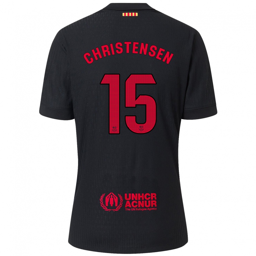 Kandiny Kinder Andreas Christensen #15 Schwarz Rot Auswärtstrikot Trikot 2024/25 T-Shirt