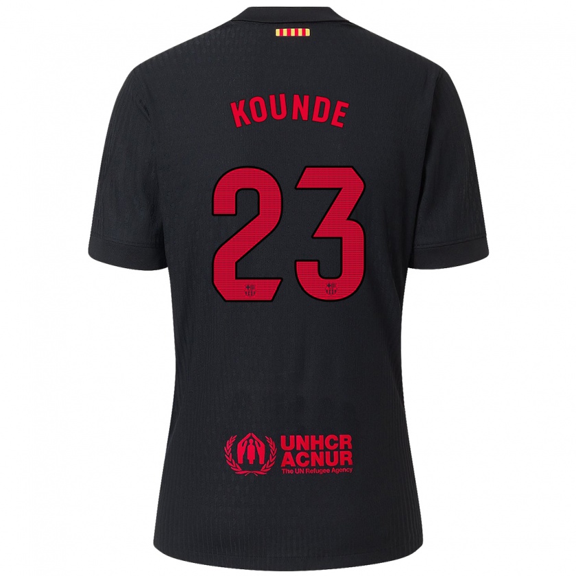 Kandiny Kinder Jules Koundé #23 Schwarz Rot Auswärtstrikot Trikot 2024/25 T-Shirt