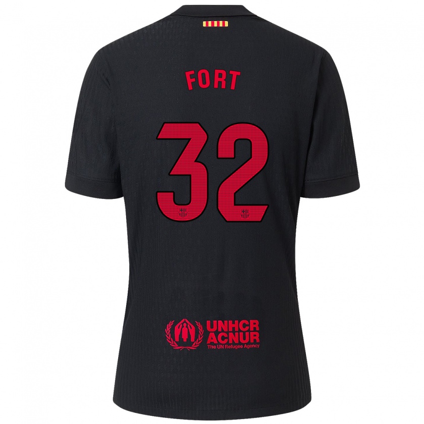 Kandiny Kinder Héctor Fort #32 Schwarz Rot Auswärtstrikot Trikot 2024/25 T-Shirt