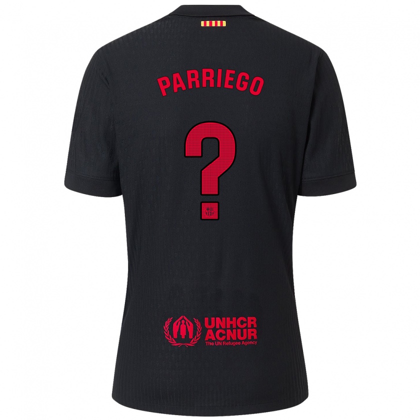 Kandiny Kinder Marcos Parriego #0 Schwarz Rot Auswärtstrikot Trikot 2024/25 T-Shirt