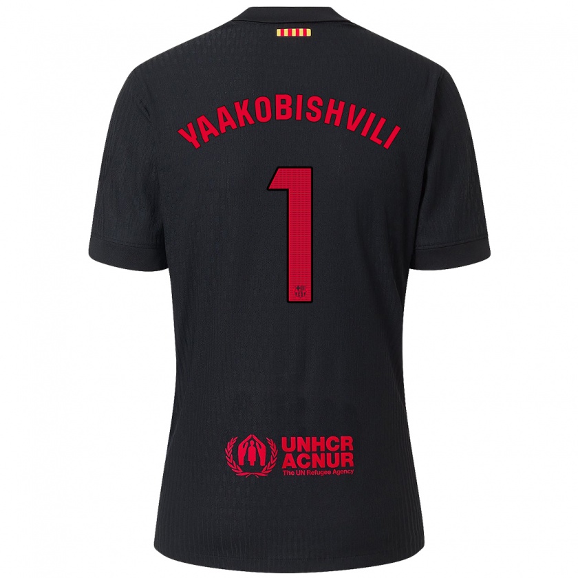 Kandiny Kinder Áron Yaakobishvili #1 Schwarz Rot Auswärtstrikot Trikot 2024/25 T-Shirt