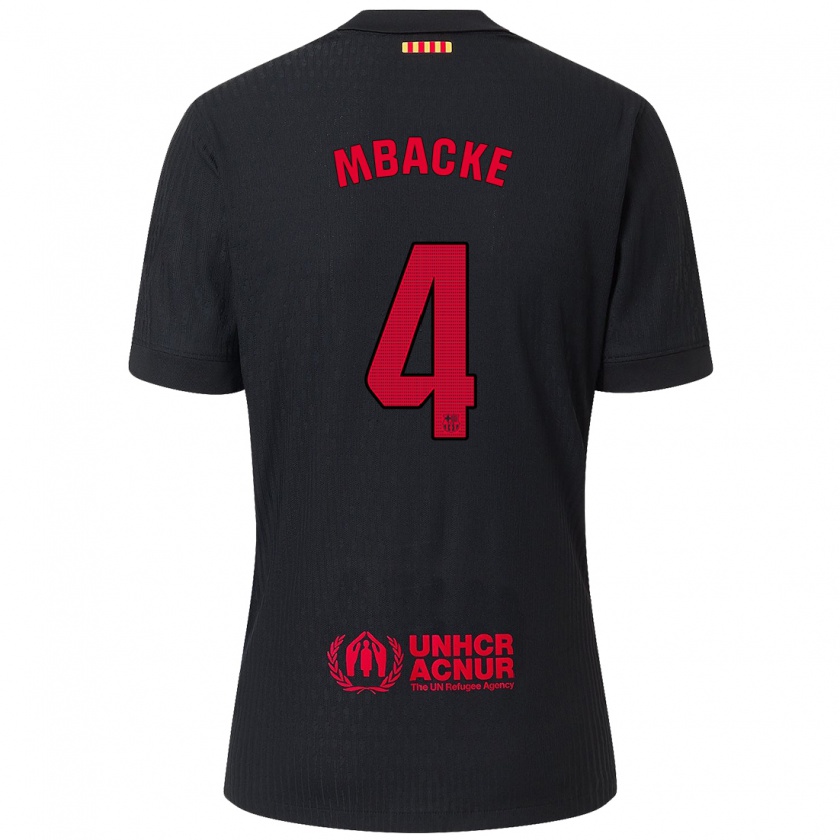 Kandiny Kinder Mamadou Mbacke #4 Schwarz Rot Auswärtstrikot Trikot 2024/25 T-Shirt