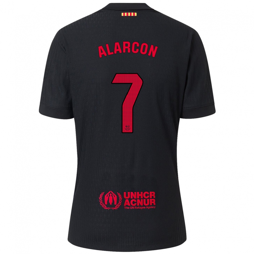 Kandiny Kinder Ángel Alarcón #7 Schwarz Rot Auswärtstrikot Trikot 2024/25 T-Shirt