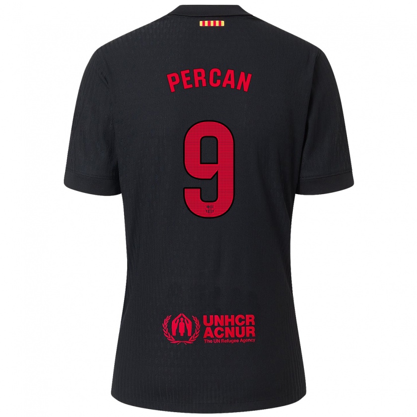 Kandiny Kinder Diego Percan #9 Schwarz Rot Auswärtstrikot Trikot 2024/25 T-Shirt