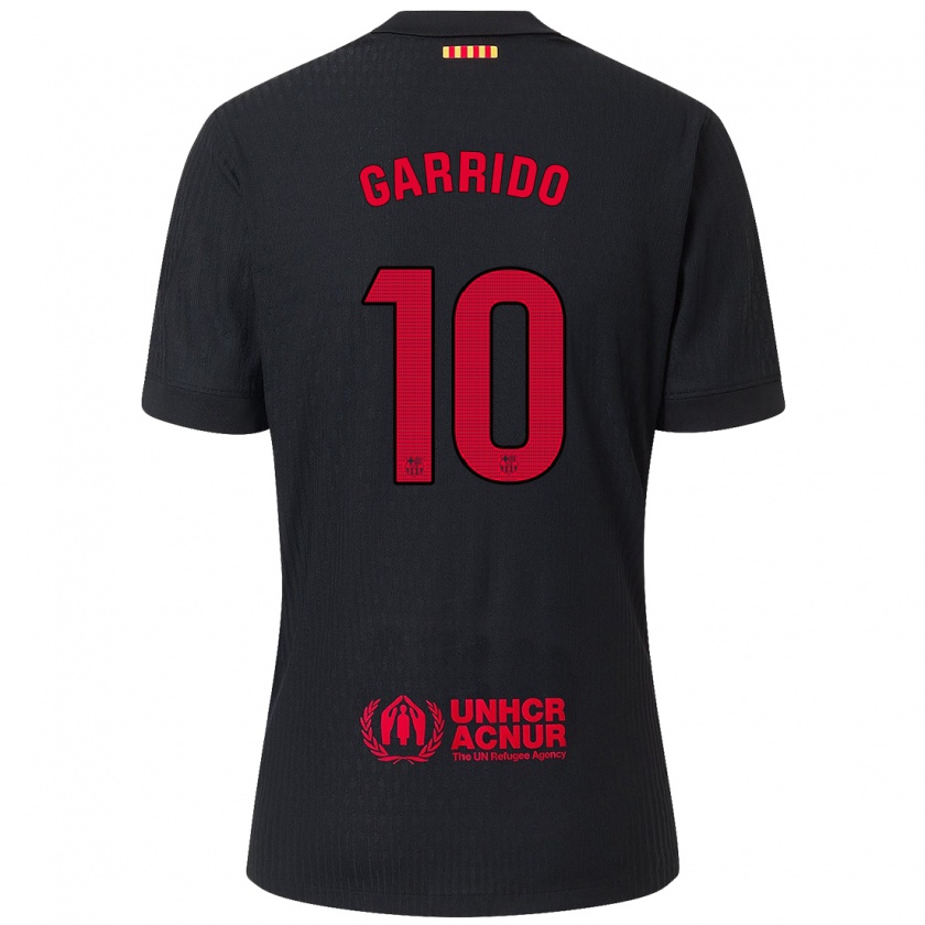 Kandiny Kinder Aleix Garrido #10 Schwarz Rot Auswärtstrikot Trikot 2024/25 T-Shirt