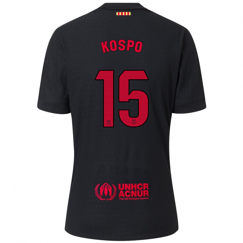 Kandiny Kinder Eman Kospo #15 Schwarz Rot Auswärtstrikot Trikot 2024/25 T-Shirt