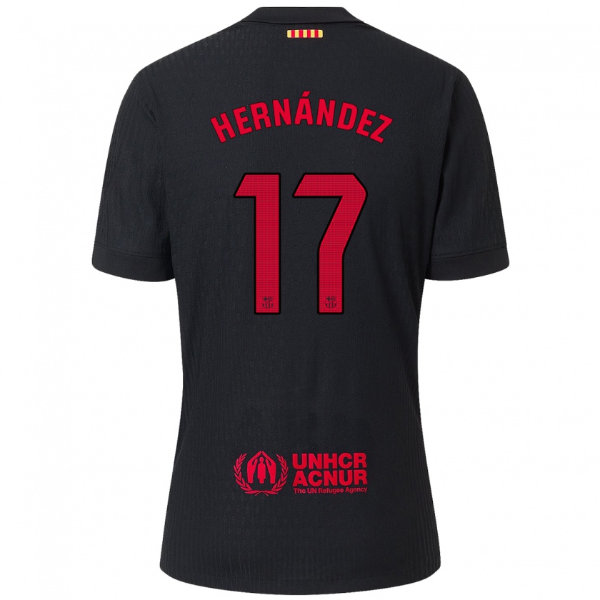 Kandiny Kinder Juan Hernández #17 Schwarz Rot Auswärtstrikot Trikot 2024/25 T-Shirt