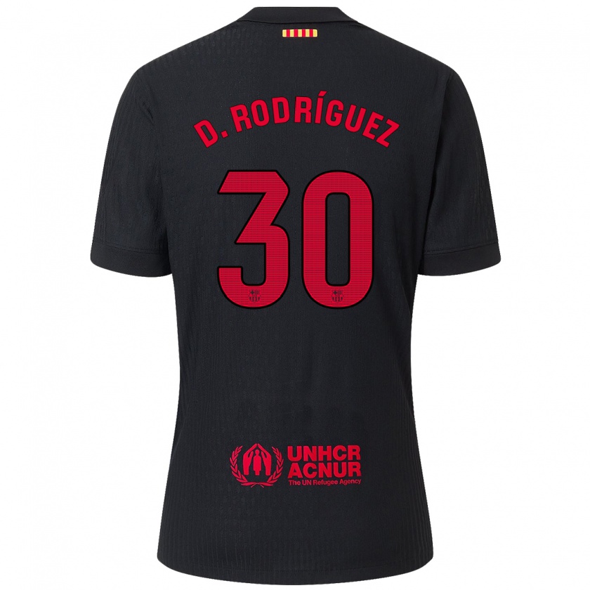 Kandiny Kinder Dani Rodríguez #30 Schwarz Rot Auswärtstrikot Trikot 2024/25 T-Shirt