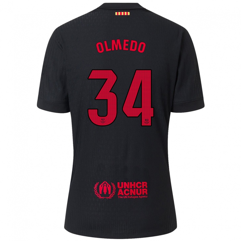 Kandiny Kinder Alexis Olmedo #34 Schwarz Rot Auswärtstrikot Trikot 2024/25 T-Shirt