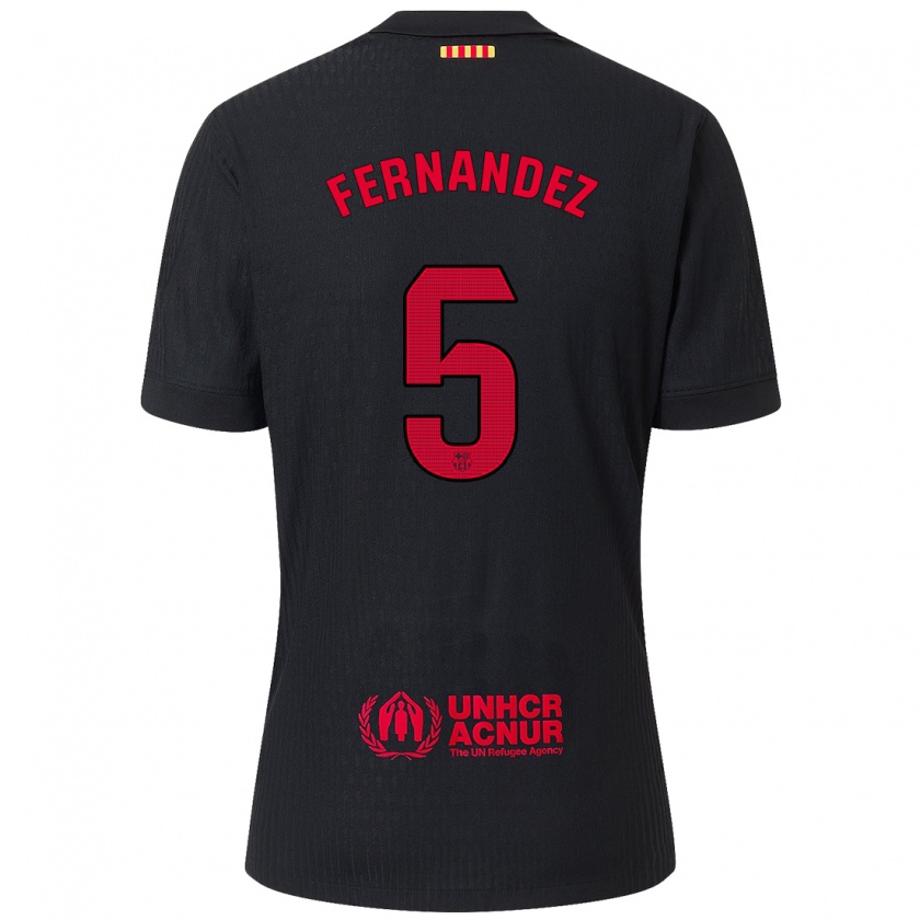 Kandiny Kinder Jana Fernández #5 Schwarz Rot Auswärtstrikot Trikot 2024/25 T-Shirt