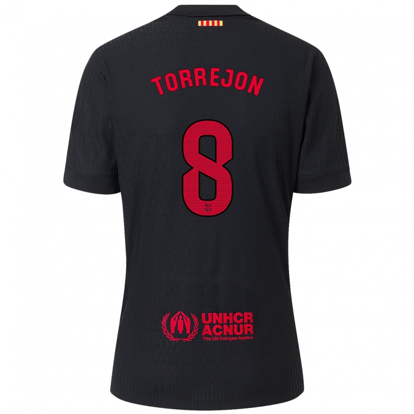 Kandiny Kinder Marta Torrejón #8 Schwarz Rot Auswärtstrikot Trikot 2024/25 T-Shirt