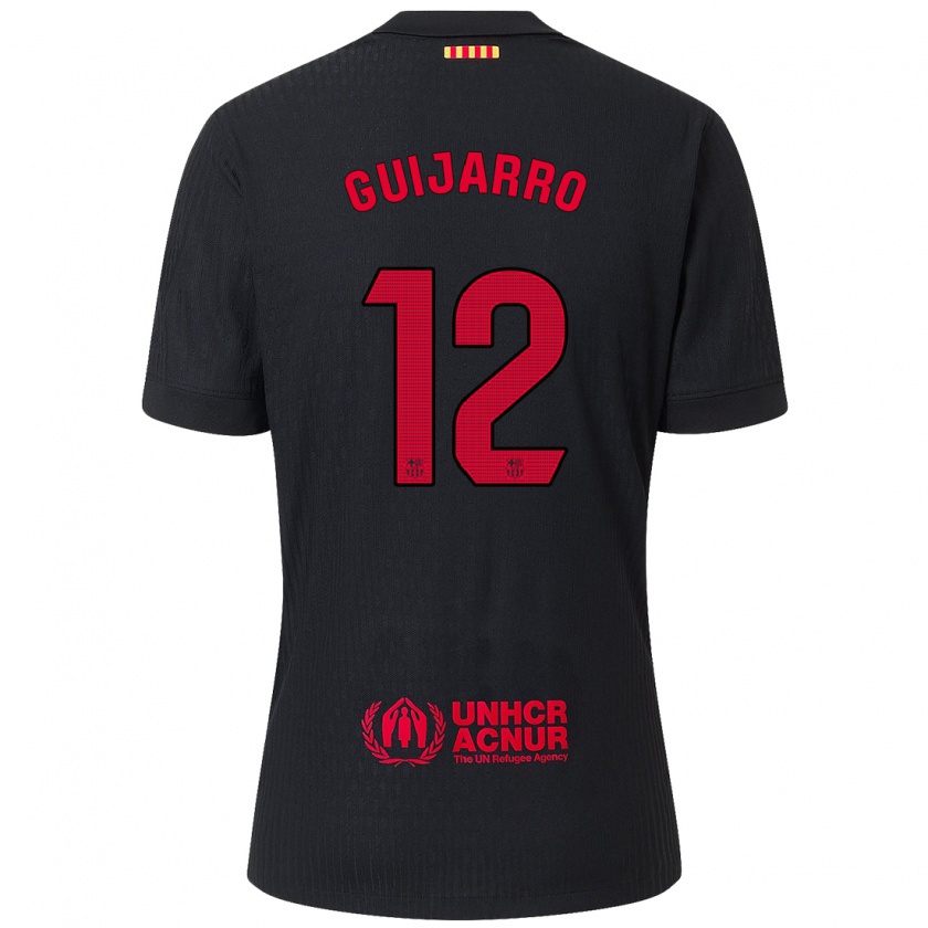 Kandiny Kinder Patricia Guijarro #12 Schwarz Rot Auswärtstrikot Trikot 2024/25 T-Shirt