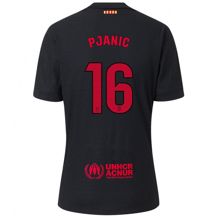 Kandiny Kinder Miralem Pjanic #16 Schwarz Rot Auswärtstrikot Trikot 2024/25 T-Shirt