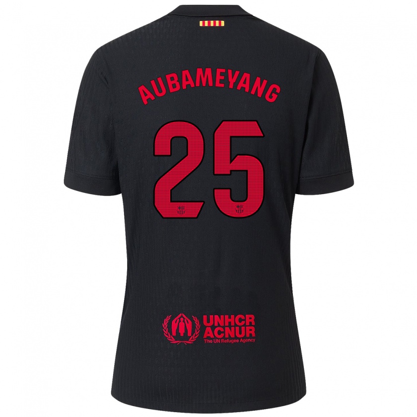 Kandiny Kinder Pierre Emerick Aubameyang #25 Schwarz Rot Auswärtstrikot Trikot 2024/25 T-Shirt