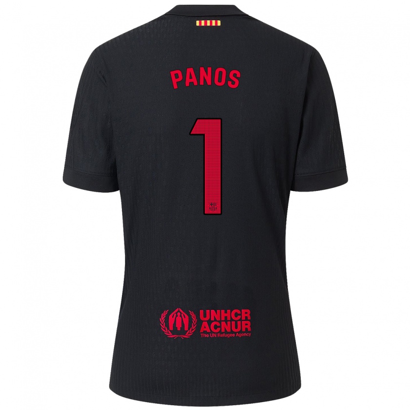 Kandiny Kinder Sandra Panos #1 Schwarz Rot Auswärtstrikot Trikot 2024/25 T-Shirt