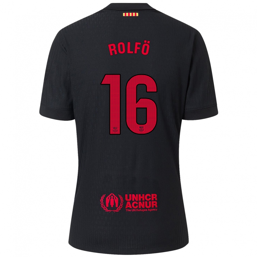 Kandiny Kinder Fridolina Rolfo #16 Schwarz Rot Auswärtstrikot Trikot 2024/25 T-Shirt