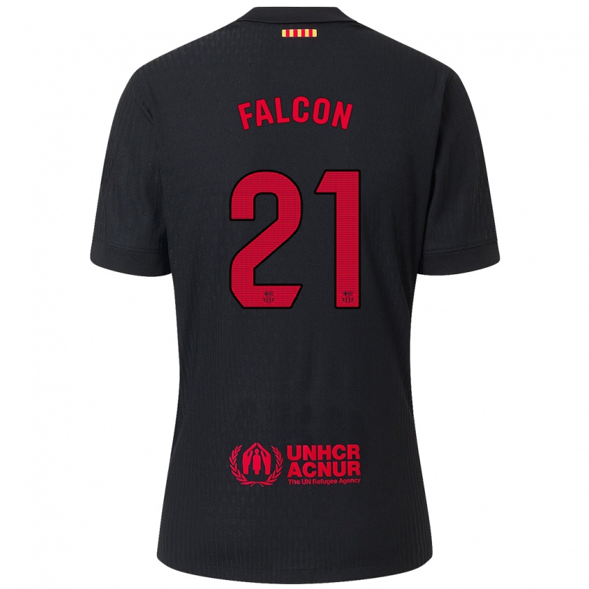 Kandiny Kinder Andrea Falcon #21 Schwarz Rot Auswärtstrikot Trikot 2024/25 T-Shirt