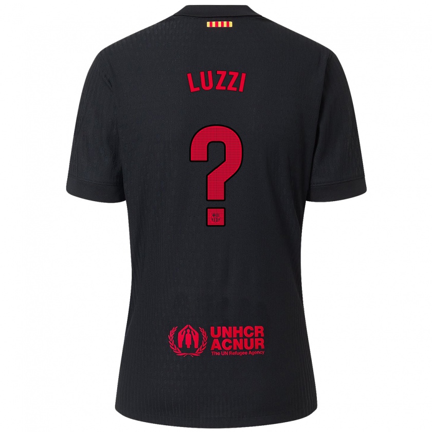 Kandiny Kinder Fabian Luzzi #0 Schwarz Rot Auswärtstrikot Trikot 2024/25 T-Shirt