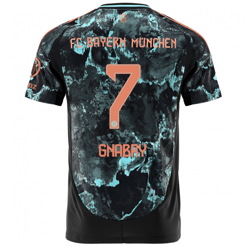 Kandiny Kinder Serge Gnabry #7 Schwarz Auswärtstrikot Trikot 2024/25 T-Shirt