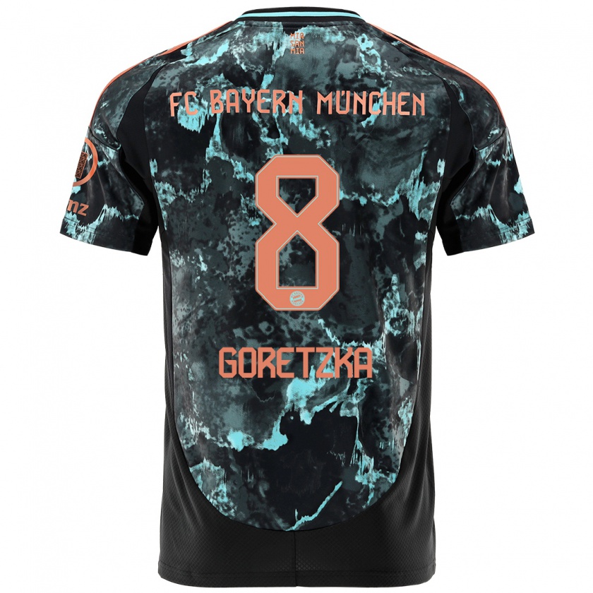 Kandiny Kinder Leon Goretzka #8 Schwarz Auswärtstrikot Trikot 2024/25 T-Shirt