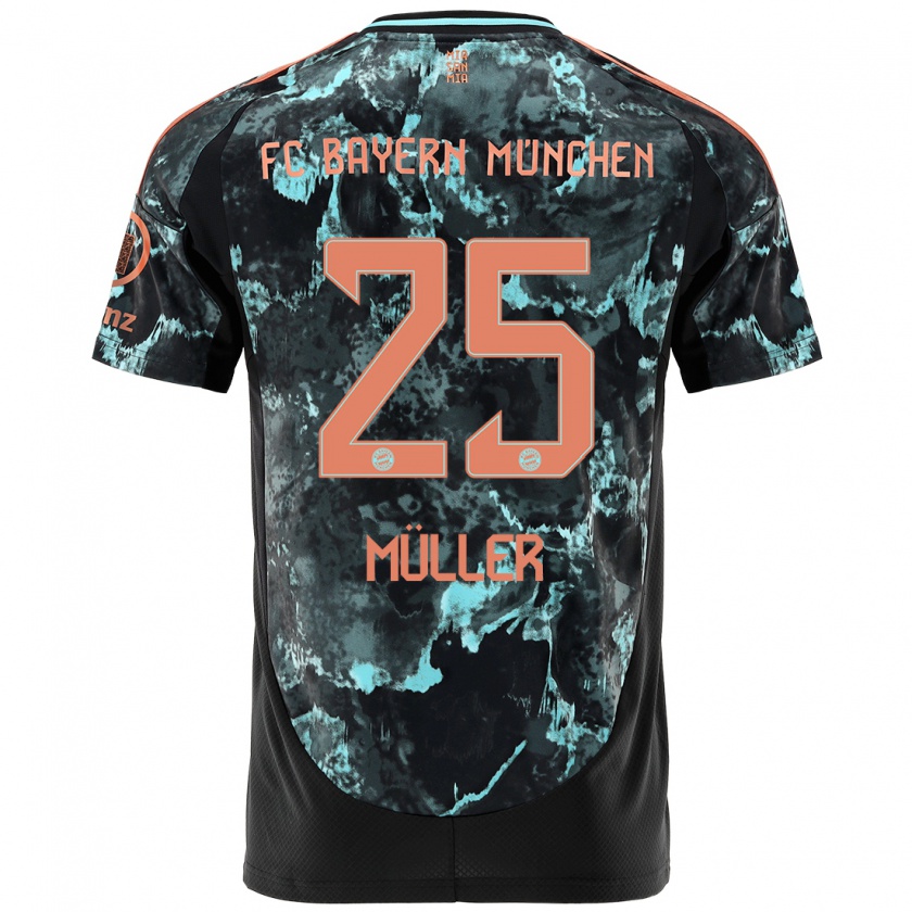 Kandiny Kinder Thomas Müller #25 Schwarz Auswärtstrikot Trikot 2024/25 T-Shirt