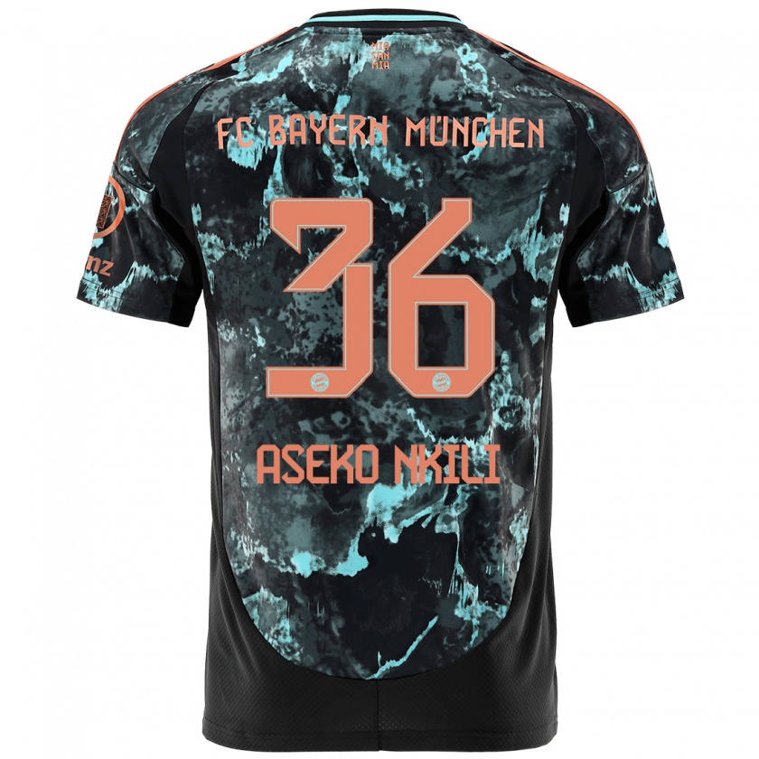 Kandiny Kinder Noël Aséko Nkili #36 Schwarz Auswärtstrikot Trikot 2024/25 T-Shirt