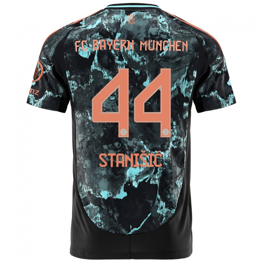 Kandiny Kinder Josip Stanisic #44 Schwarz Auswärtstrikot Trikot 2024/25 T-Shirt