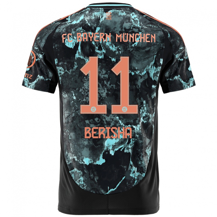 Kandiny Kinder Dion Berisha #11 Schwarz Auswärtstrikot Trikot 2024/25 T-Shirt