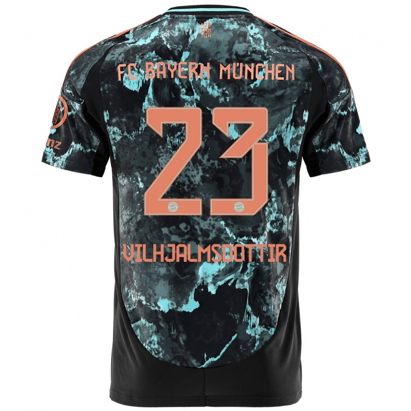 Kandiny Kinder Karolina Lea Vilhjalmsdottir #23 Schwarz Auswärtstrikot Trikot 2024/25 T-Shirt