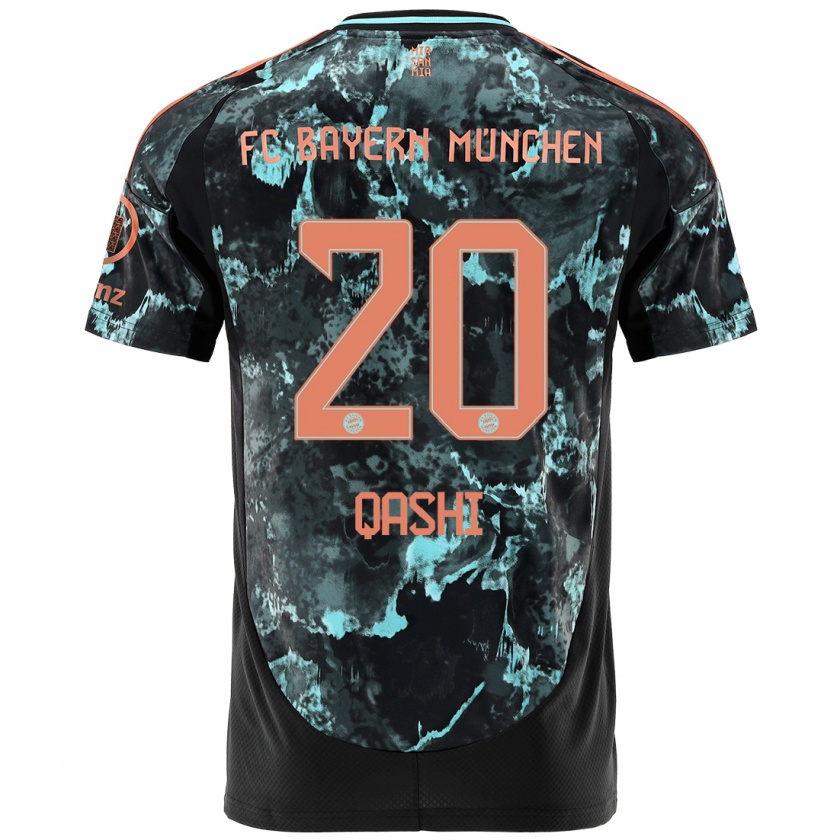 Kandiny Kinder Yousef Qashi #20 Schwarz Auswärtstrikot Trikot 2024/25 T-Shirt