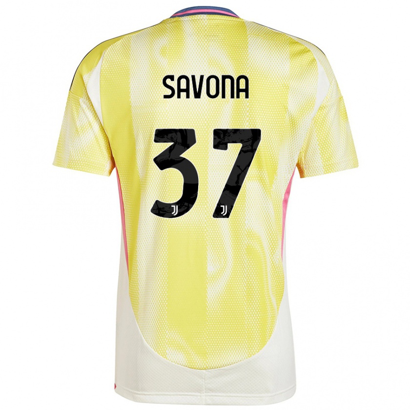 Kandiny Kinder Nicolò Savona #37 Solargelb Auswärtstrikot Trikot 2024/25 T-Shirt