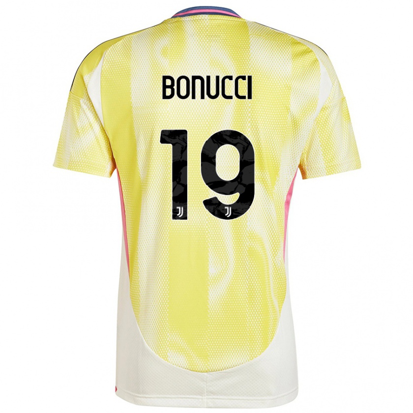 Kandiny Kinder Leonardo Bonucci #19 Solargelb Auswärtstrikot Trikot 2024/25 T-Shirt