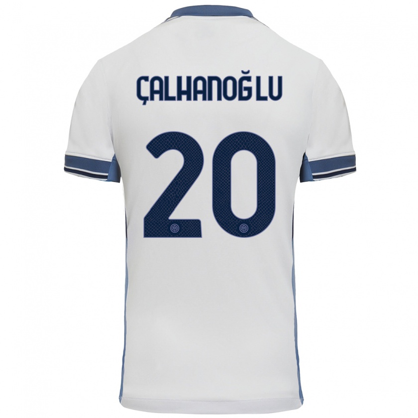 Kandiny Kinder Hakan Çalhanoğlu #20 Weißgrau Auswärtstrikot Trikot 2024/25 T-Shirt