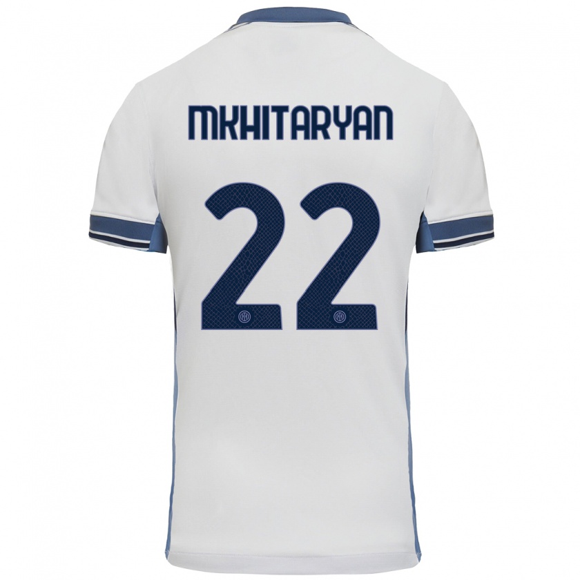 Kandiny Kinder Henrikh Mkhitaryan #22 Weißgrau Auswärtstrikot Trikot 2024/25 T-Shirt