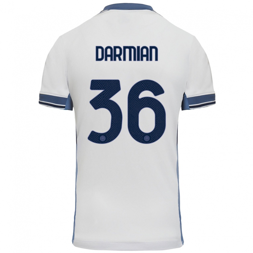 Kandiny Kinder Matteo Darmian #36 Weißgrau Auswärtstrikot Trikot 2024/25 T-Shirt