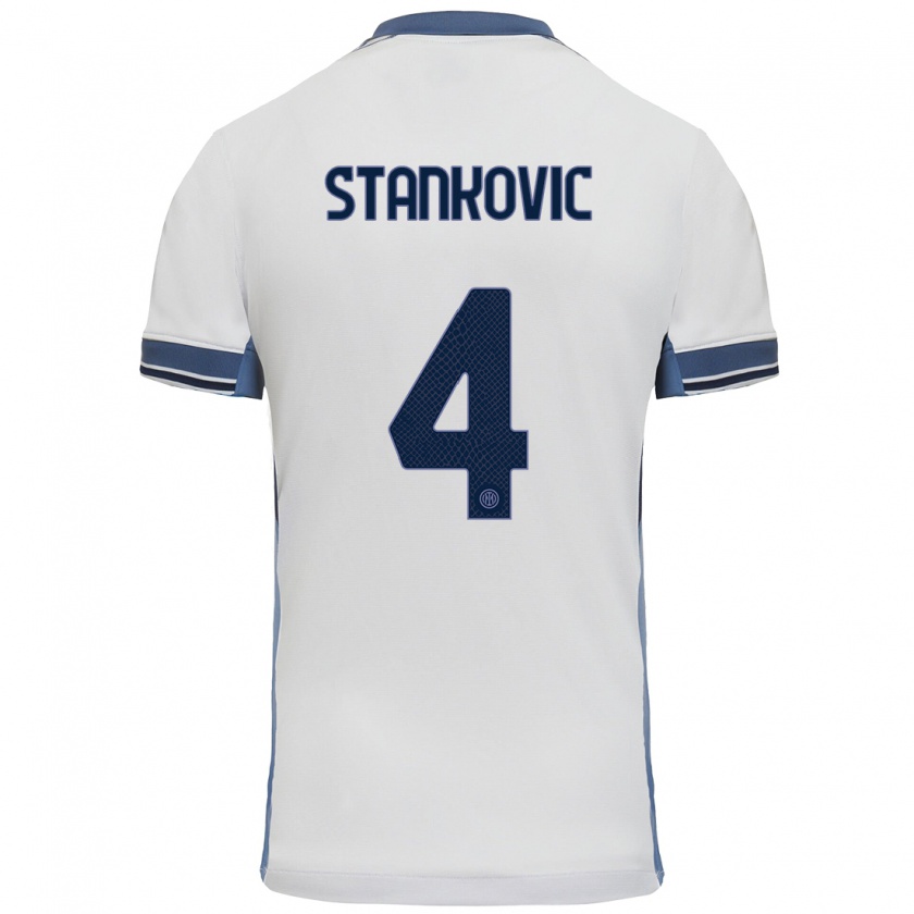 Kandiny Kinder Aleksandar Stankovic #4 Weißgrau Auswärtstrikot Trikot 2024/25 T-Shirt