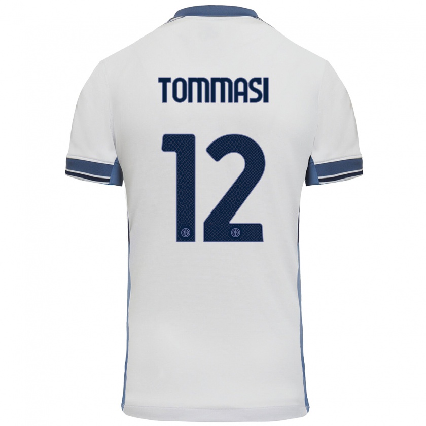 Kandiny Kinder Francesco Tommasi #12 Weißgrau Auswärtstrikot Trikot 2024/25 T-Shirt