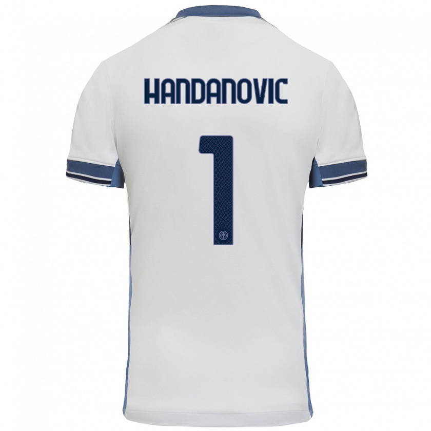 Kandiny Kinder Samir Handanovic #1 Weißgrau Auswärtstrikot Trikot 2024/25 T-Shirt