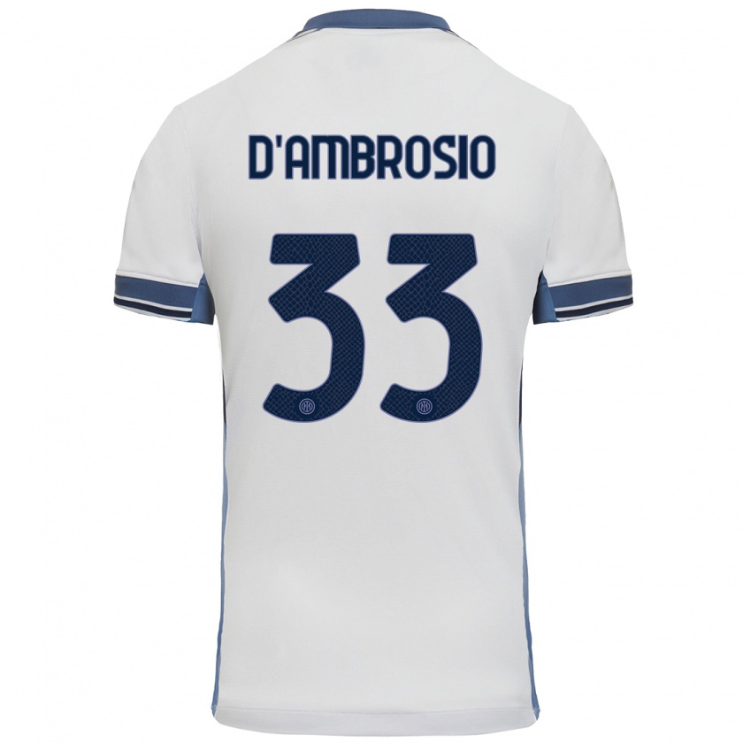 Kandiny Kinder Danilo D'ambrosio #33 Weißgrau Auswärtstrikot Trikot 2024/25 T-Shirt