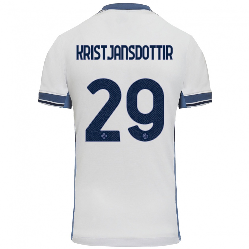 Kandiny Kinder Anna Bjork Kristjansdottir #29 Weißgrau Auswärtstrikot Trikot 2024/25 T-Shirt