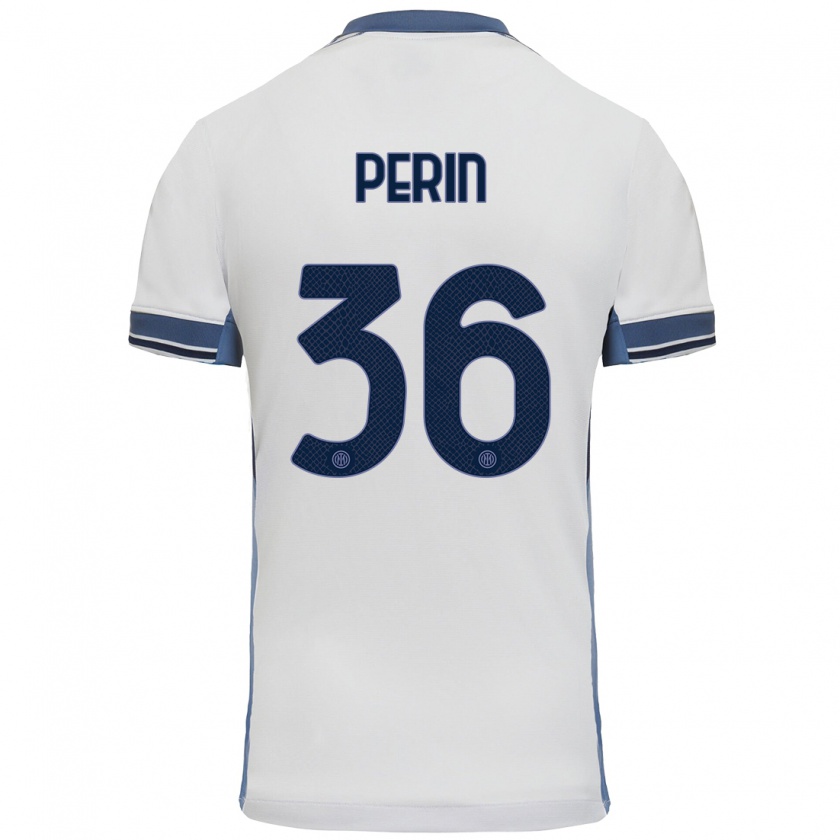 Kandiny Kinder Nicolo Perin #36 Weißgrau Auswärtstrikot Trikot 2024/25 T-Shirt