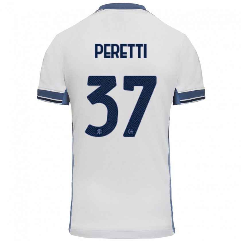 Kandiny Kinder Lorenzo Peretti #37 Weißgrau Auswärtstrikot Trikot 2024/25 T-Shirt