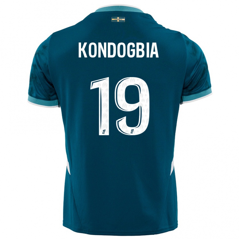 Kandiny Kinder Geoffrey Kondogbia #19 Türkisblau Auswärtstrikot Trikot 2024/25 T-Shirt