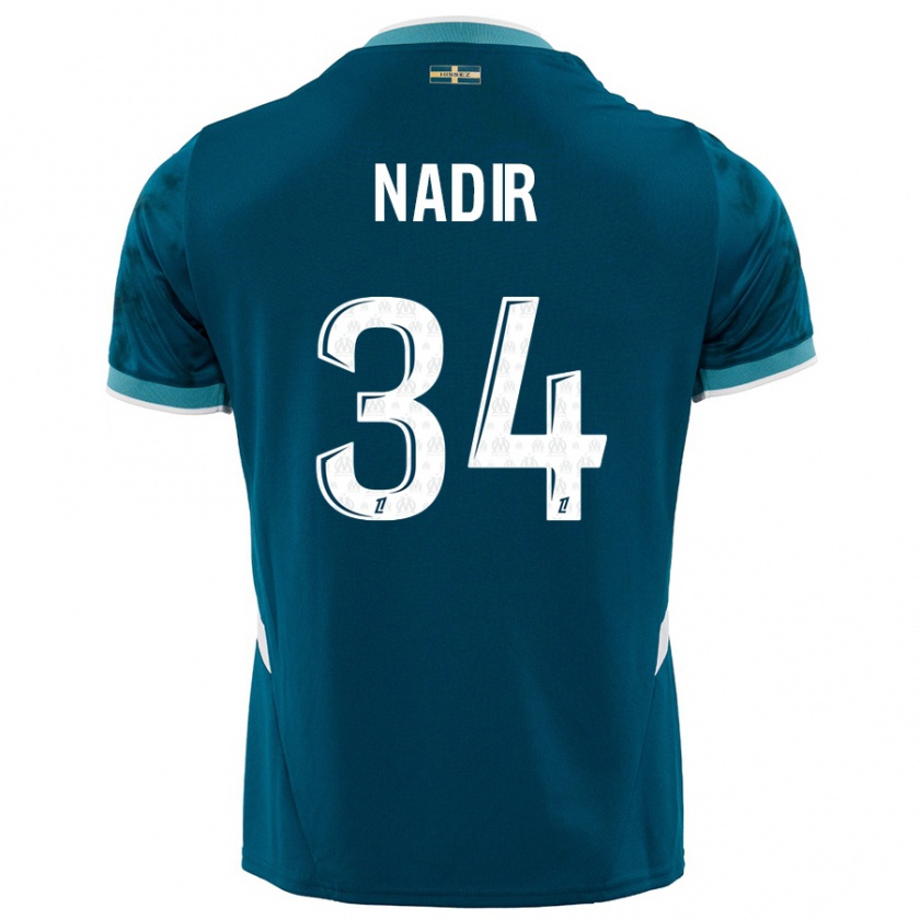 Kandiny Kinder Bilal Nadir #34 Türkisblau Auswärtstrikot Trikot 2024/25 T-Shirt