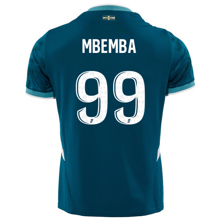 Kandiny Kinder Chancel Mbemba #99 Türkisblau Auswärtstrikot Trikot 2024/25 T-Shirt