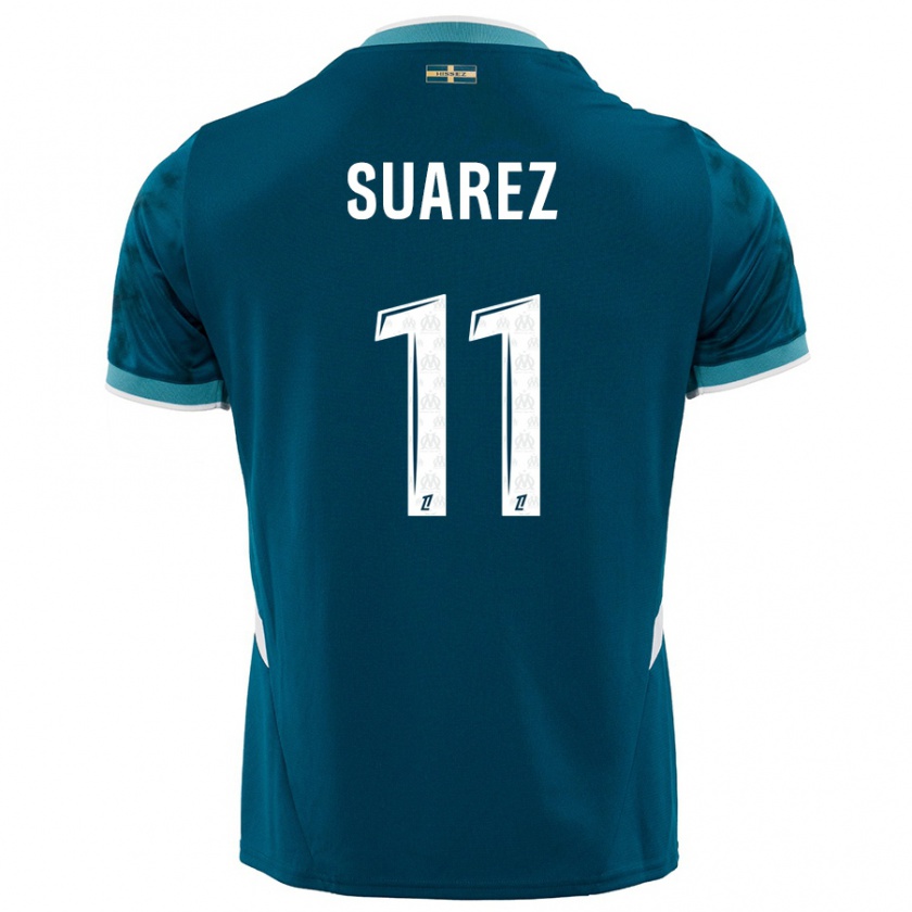 Kandiny Kinder Luis Suarez #11 Türkisblau Auswärtstrikot Trikot 2024/25 T-Shirt