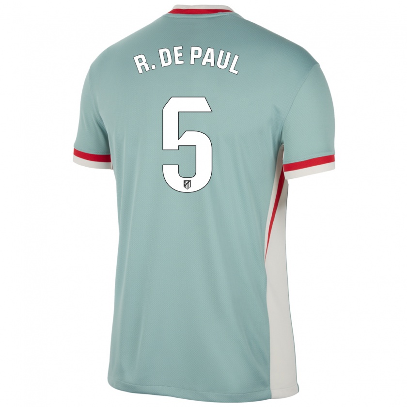 Kandiny Kinder Rodrigo De Paul #5 Hellbeige Blau Auswärtstrikot Trikot 2024/25 T-Shirt