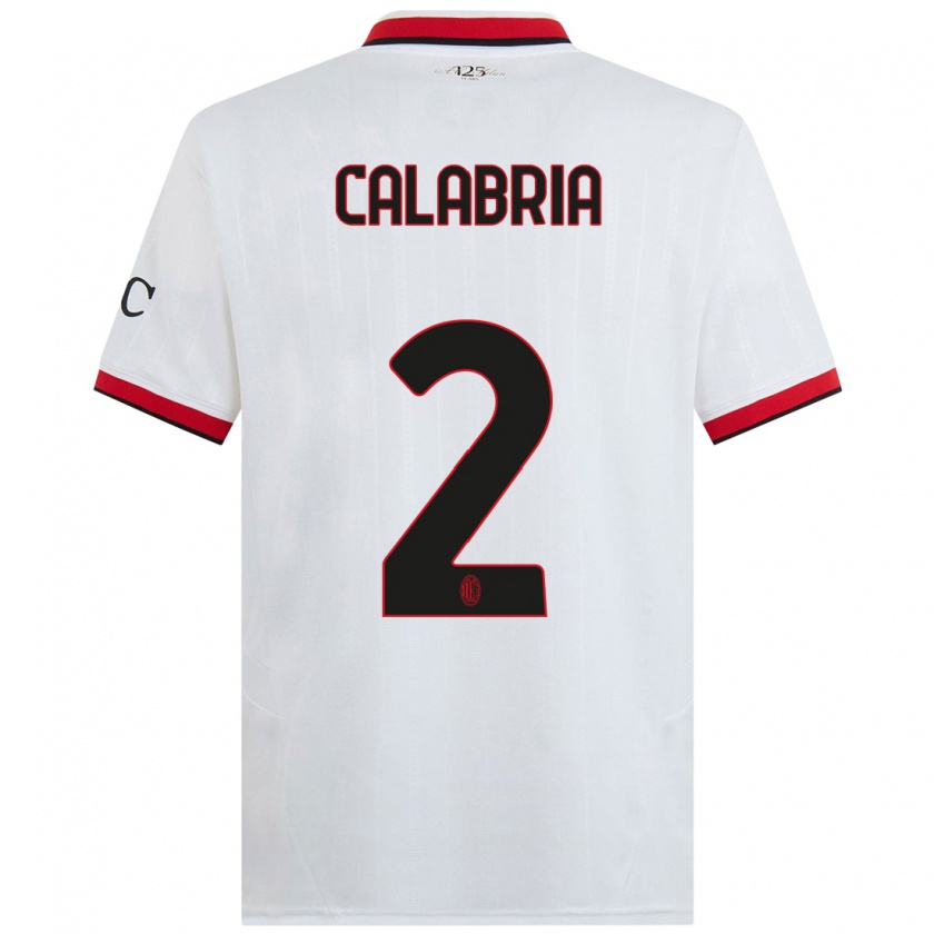 Kandiny Kinder Davide Calabria #2 Weiß Schwarz Rot Auswärtstrikot Trikot 2024/25 T-Shirt