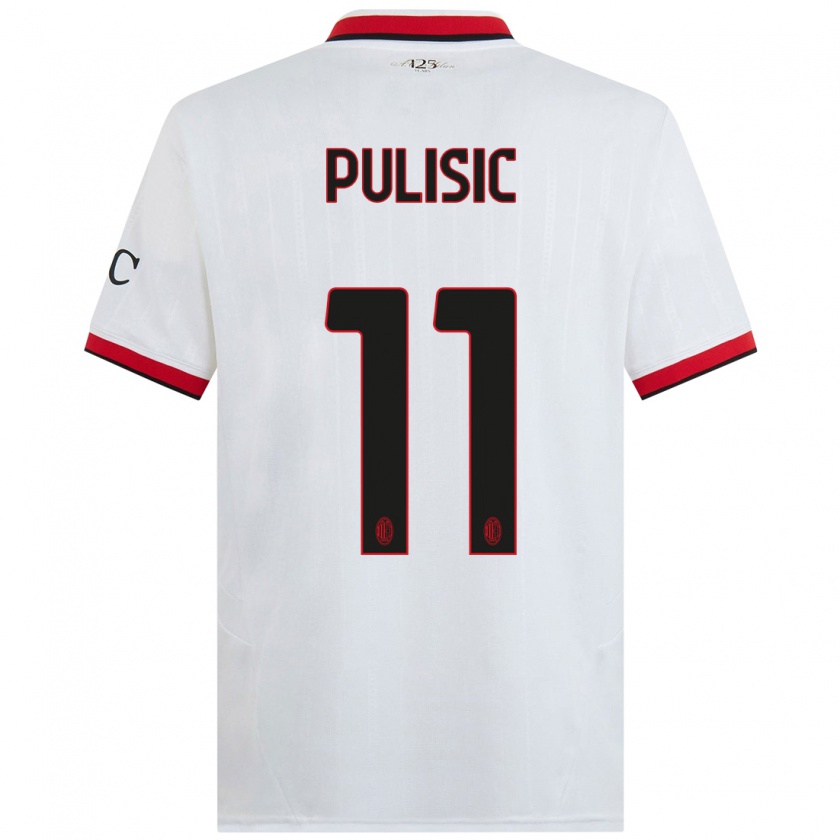 Kandiny Kinder Christian Pulisic #11 Weiß Schwarz Rot Auswärtstrikot Trikot 2024/25 T-Shirt